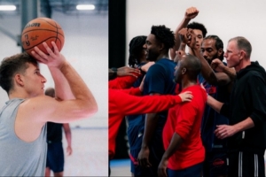 近況不佳&1勝8負！快船發(fā)布訓練照：小卡給全隊鼓勁 哈登心情不錯