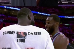 追夢(mèng)賽后和老隊友維金斯寒暄 庫里和巴黎奧運隊友阿德巴約聊聊