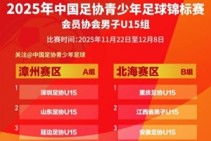 2025年中國足協(xié)青少年足球錦標賽 會(huì )員協(xié)會(huì )男子U15組分組+賽程表