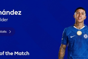 破門(mén)鎖定勝局，英超官方：恩佐當選切爾西2-0伯恩利全場(chǎng)最佳