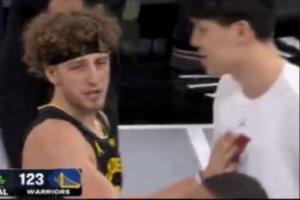 今天沒(méi)有上場(chǎng)機會(huì )！開(kāi)拓者勇士賽后 楊瀚森在與波杰姆互動(dòng)時(shí)出鏡