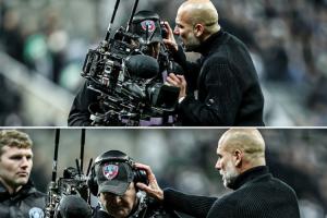 發(fā)生了什么？曼城輸球后瓜帥疑似與攝影師爭論，扒開(kāi)耳機上前耳語(yǔ)