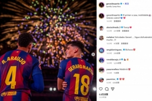 客串中衛表現出色！赫拉德·馬丁曬煙花照：難以忘懷的諾坎普首秀