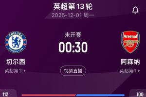 倫敦雙雄！12輪過(guò)后阿森納切爾西前2，下輪倫敦德比雙方直接對話(huà)